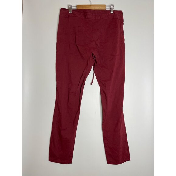 Theory Sidonia T Dark Red Stretch Linen‎ Blend Pant Trouser Cropped Size 6 - Picture 7 of 10